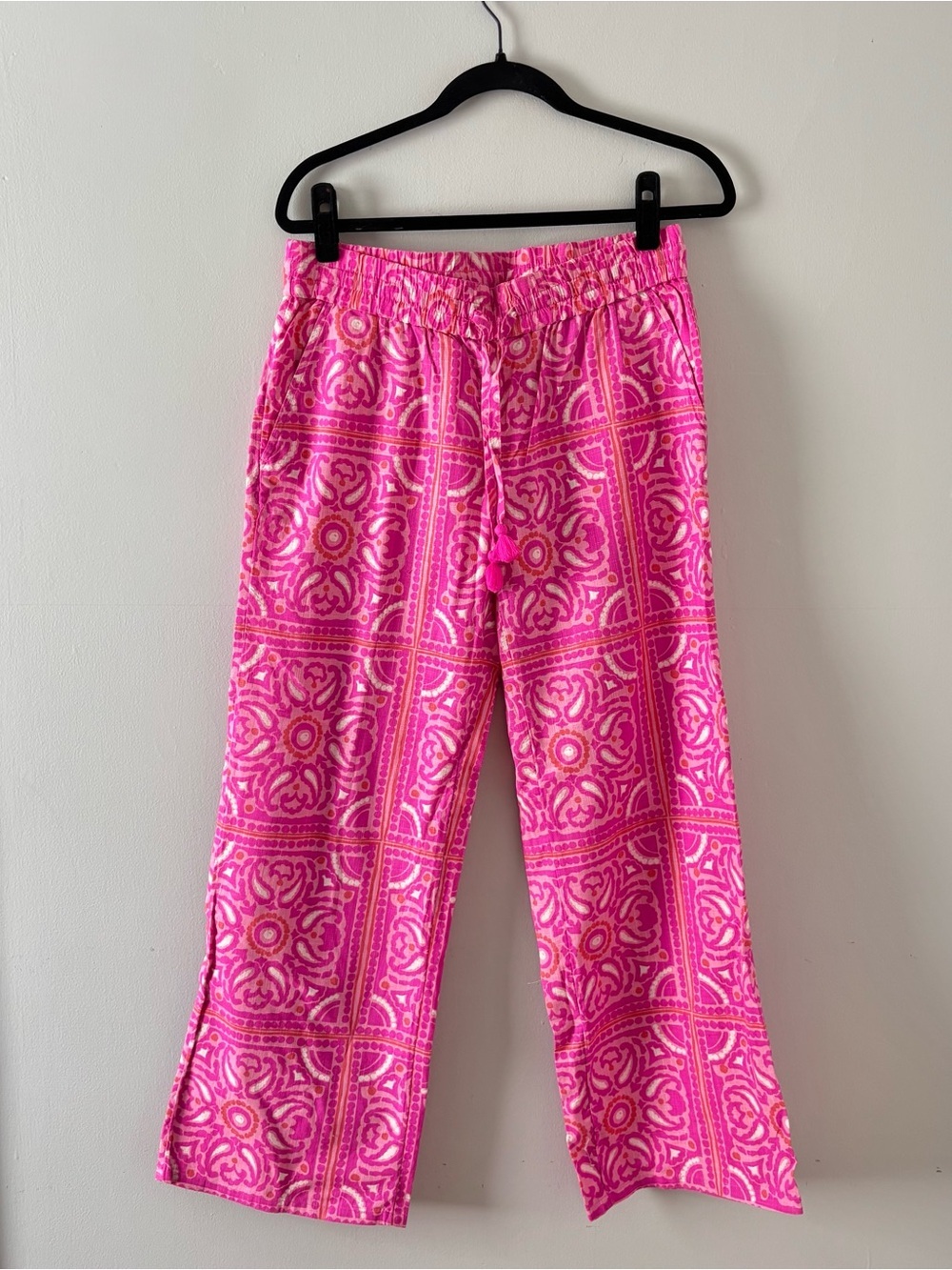 Vineyard Vines NWT Scarf Print Pull On Pant Lady Slipper Fuchsia Paisley Print